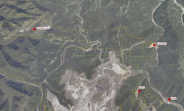 Upper Big Branch, aerial map via West Virginia Geological Survey