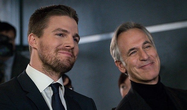 Tom Amandes and Stephen Amell in Arrow, The CW