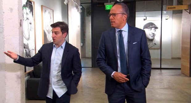 rian Chesky shows Lester Holt around the San Francisco Airbnb offices