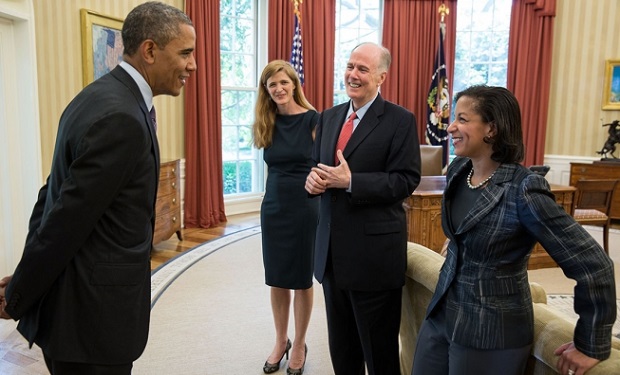 Obama with Samanta Power and Susan Rice