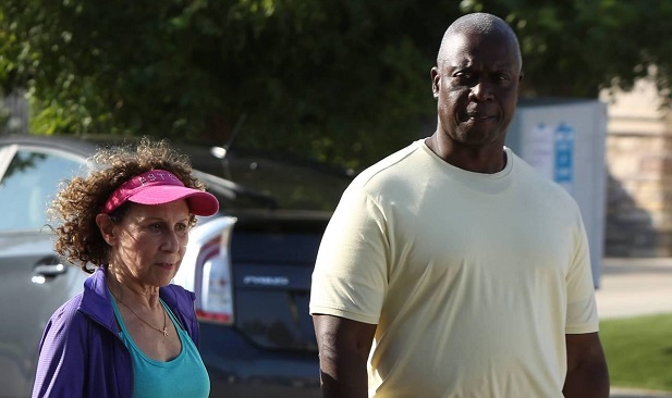 L-R: Guest star Rhea Perlman and Andre Braugher in the ÒCoral Palms Pt.1Ó season premiere episode of BROOKLYN NINE-NINE airing Tuesday, Sept. 20 (8:00-8:31 PM ET/PT) on FOX.Ê ©2016 Fox Broadcasting Co. CR: Ray Mickshaw/FOX.