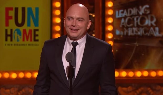 Michael Cerveris of Fun Home accepting a Tony Award for Leading Actor in a Musical during the 2015 Tony ceremony.