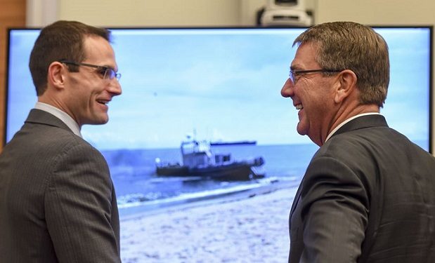 Dr. Will Roper with Sec. of Defense Ash Carter (Photo by: Brigitte N. Brantley, DOD)