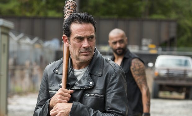 Jeffrey Dean Morgan as Negan, Vince Pusani as Savior - The Walking Dead _ Season 7, Episode 11 - Photo Credit: Gene Page/AMC