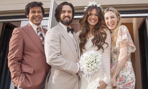 (l-r) Milo Ventimiglia as Jack Pearson, Mandy Moore as Rebecca Pearson, Wynn Everett as Shelly -- (Photo by: Ron Batzdorff/NBC)