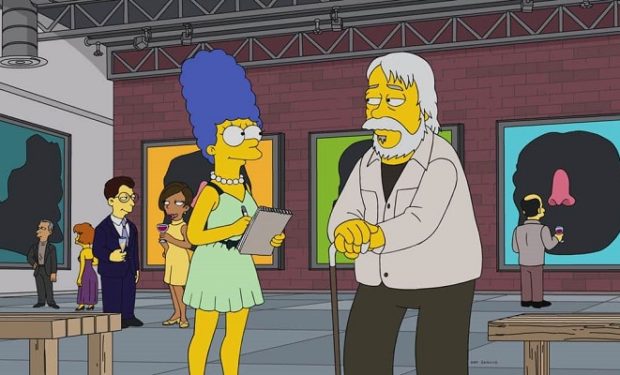 Pictured: Marge and guest voice John Baldessari as Himself. THE SIMPSONS ™ and © 2017 TCFFC ALL RIGHTS RESERVED.