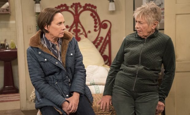 ROSEANNE - "No Country for Old Women" - After Beverly gets kicked out of the nursing home, Roseanne and Jackie fight over who will take care of their mother. Meanwhile, Mark's creative touch with building a birdhouse for Dan's customer is more than Dan can handle, but Darlene defends her son, on the sixth episode of the revival of "Roseanne," TUESDAY, MAY 1 (8:00-8:30 p.m. EDT), on The ABC Television Network. (ABC/Greg Gayne)