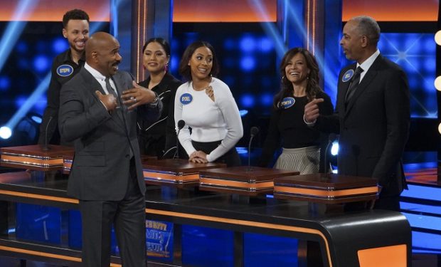 Stephen Curry and Family on the Set of Family Feud