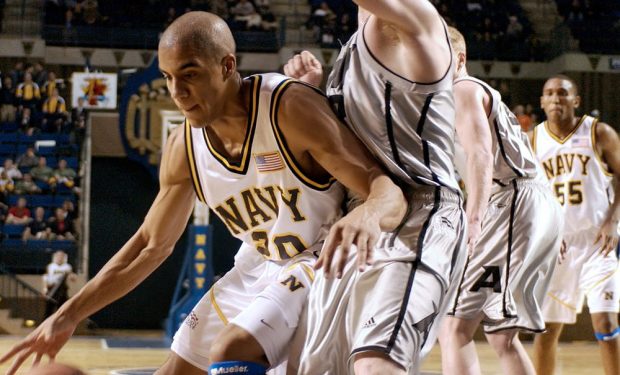 NCAA Basketball_game photo U.S. Navy photo by Photographer's Mate 2nd Class Damon J. Moritz [Public domain]