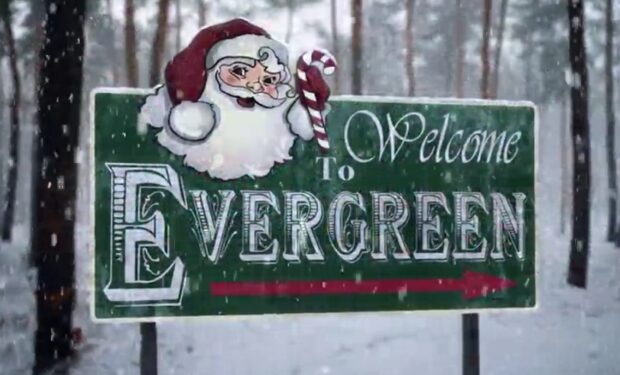 Christmas in Evergreen sign