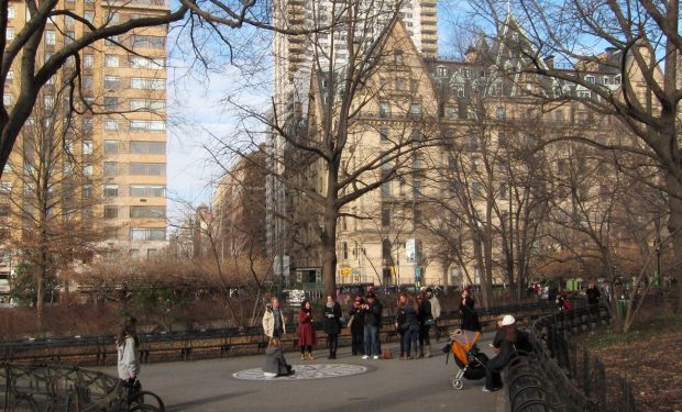 Strawberry Fields in Central Park, The Dakota on CPW