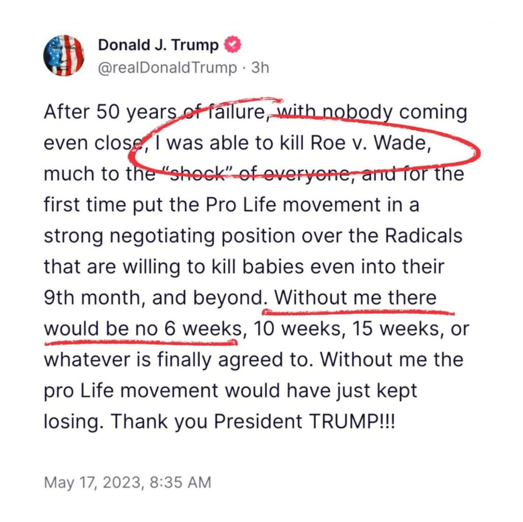 Trump post on Roe v Wade