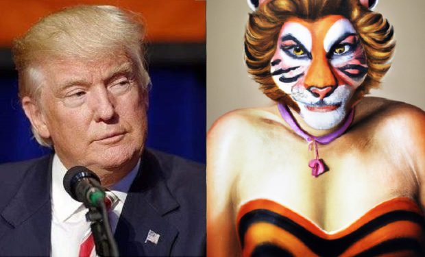 Trump and a Tiger in drag